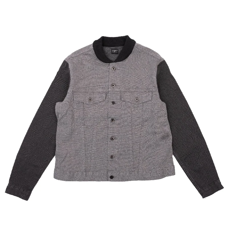 Color Block Denim Jacket - Black/Grey