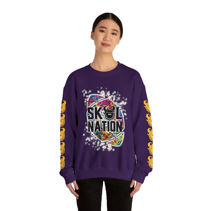 Unisex Heavy Blend™ Crewneck - MN Nation (Color Blast) + Game Day Helmet (Sleeves)