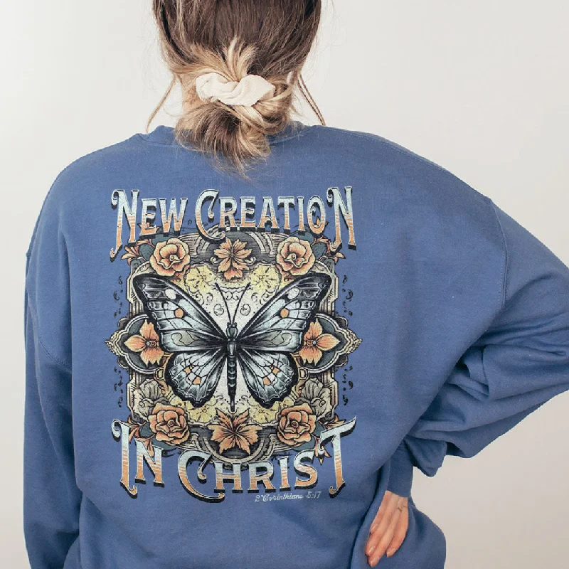 New Creation In Christ Autumn Butterfly Back Print Sweatshirt