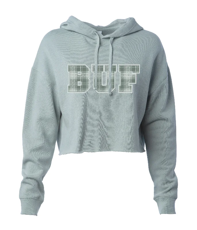 BUF Sage Plaid - Ladies' Lightweight Cropped Hoodie