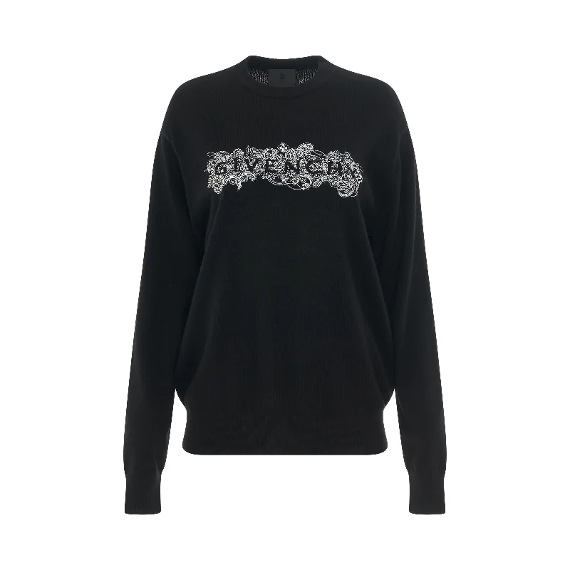 Logo Cashmere Sweater in Black