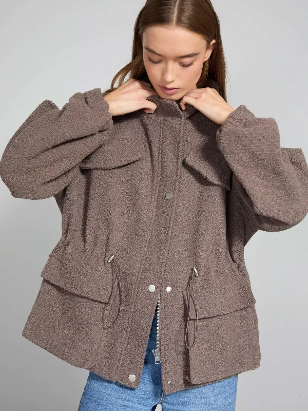 KAIA BOUCLE JACKET - GREY/BROWN