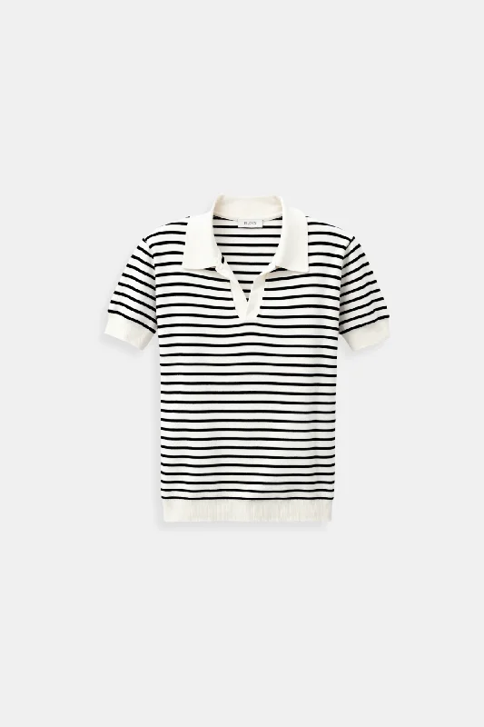 Old Money Versatile Striped Pattern Collared Top