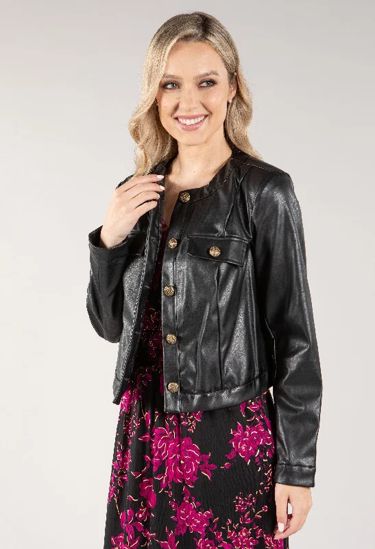 Leather Look Buttoned Jacket