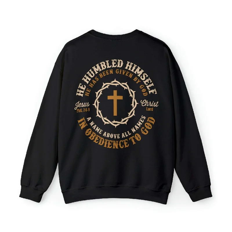 He Humbled Himself Vintage Christian Sweatshirt with Fading Letters