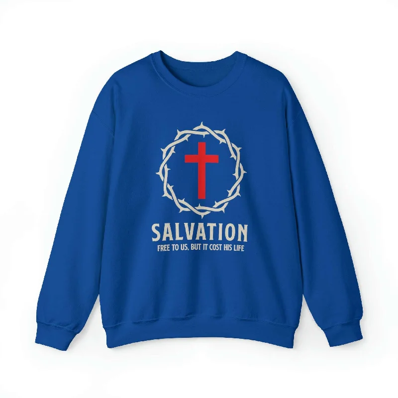 Salvation Christian Sweatshirt with Crown and Cross