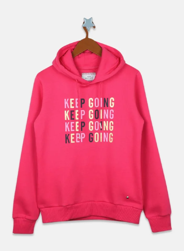 Girls Pink Printed Sweatshirt