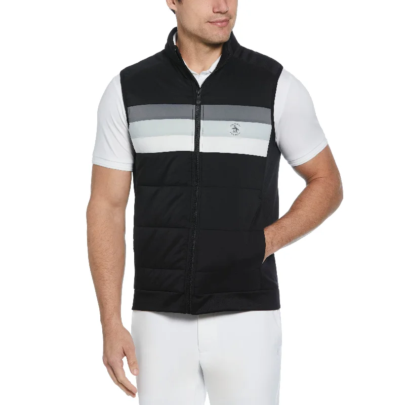 Retro Color Block Insulated Full Zip Golf Vest