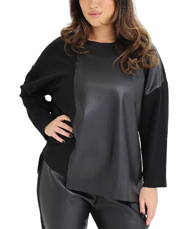 Faux Leather Combo Top