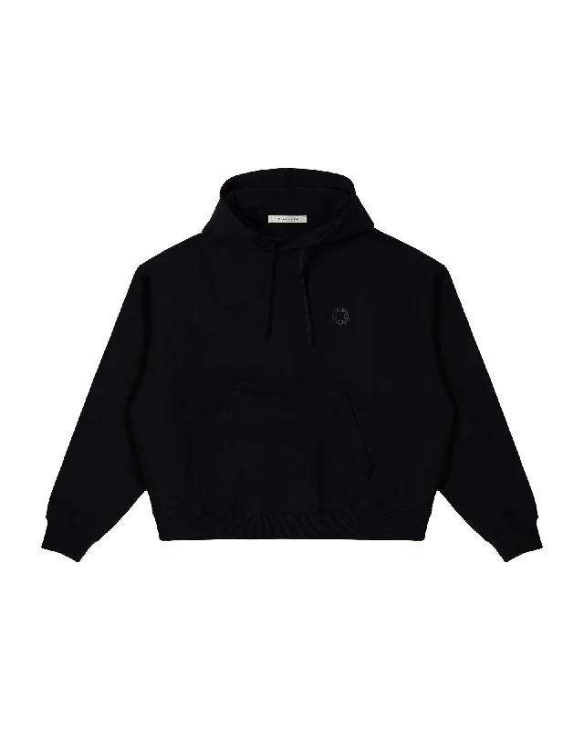 BLACK BOXY PULLOVER HOODIE