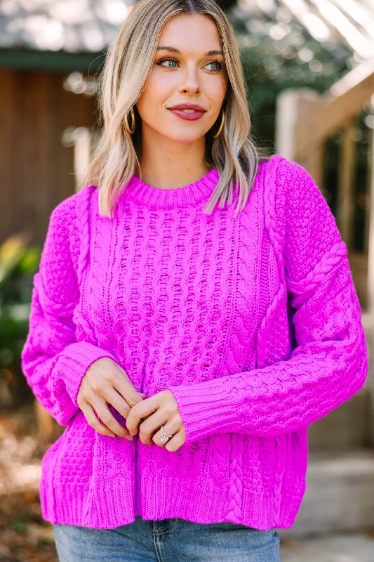 Be The Best Orchid Purple Cable Knit Sweater