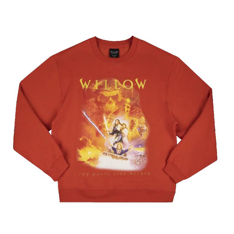 Willow Vintage Poster Orange Crew Neck Sweatshirt