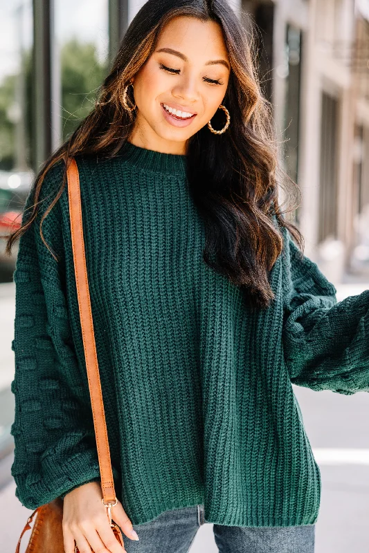 Ins and Outs of Love Forest Green Chunky Knit Sweater