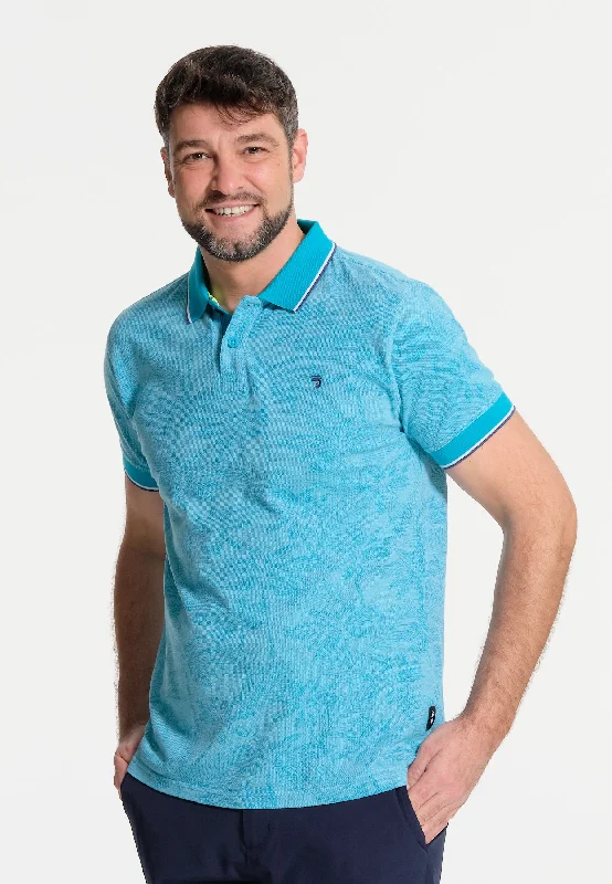 Polo homme cyan végétal