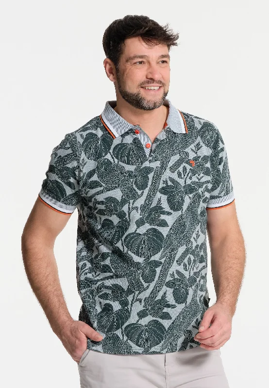 Polo homme oiseaux et feuilles