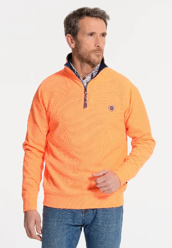 Sweasthirt homme orange col haut