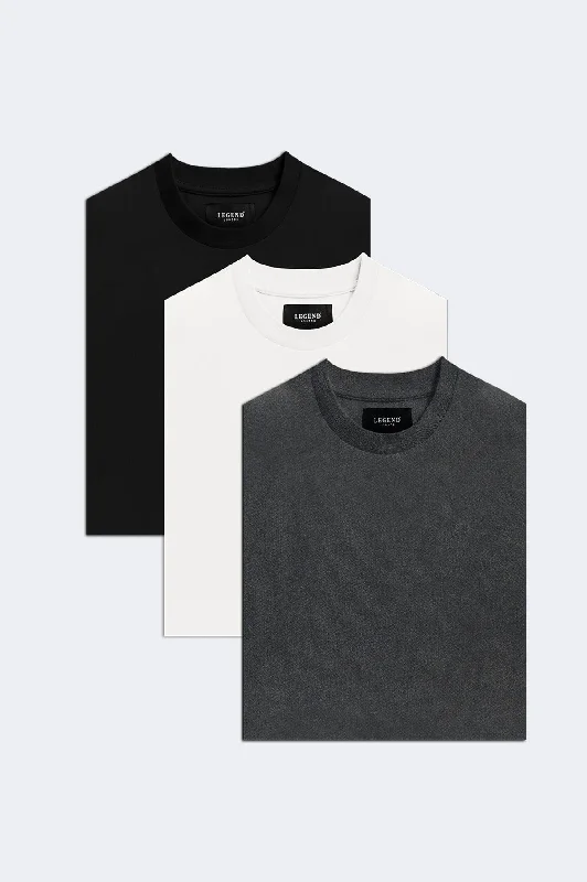 PREMIUM BASIC 3 PACK (Black, White, Washed Grey)