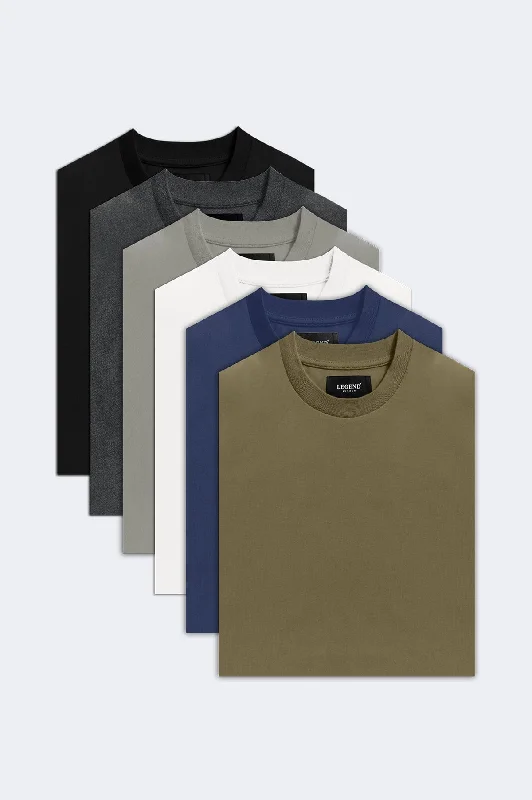 PREMIUM BASICS 6 PACK (Black, White, Indigo Navy, Charcoal Grey, Olive, Washed Grey)