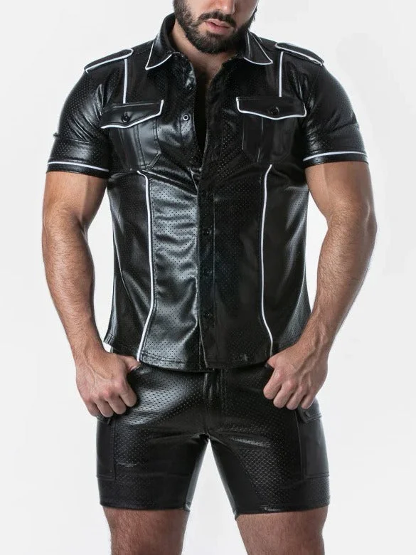 LOCKER GEAR RUB IT PUNCH HOLE LEATHERETTE SHIRT