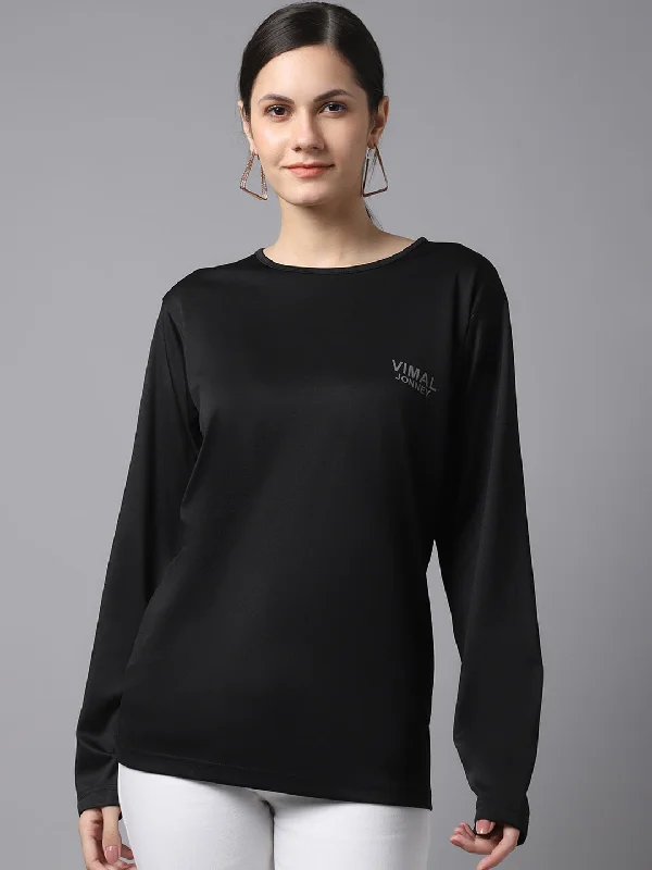 Vimal Jonney Dryfit Lycra Black FullSleeve T-Shirt For Women