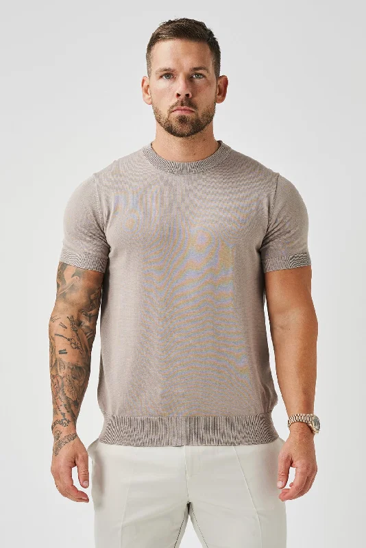 KNIT T-SHIRT - TAUPE