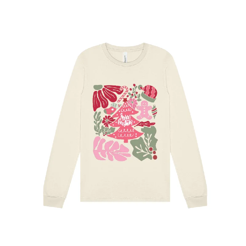 Merry Christmas Floral Long Sleeve Top