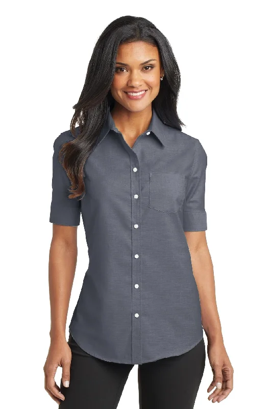 Port Authority Ladies Short Sleeve SuperPro™ Oxford Shirt. L659