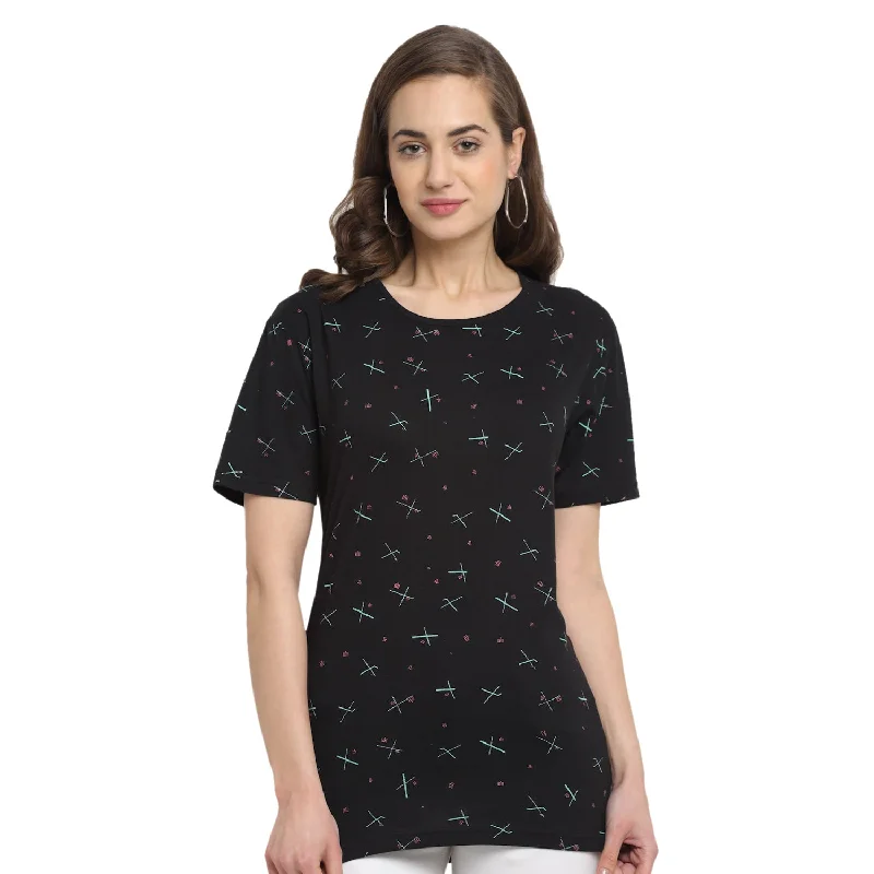 Vimal Jonney Black Half Sleeve T-shirt For Women's