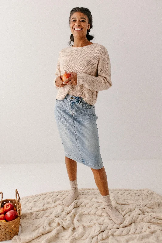 'Leah' Denim Skirt in Light Wash