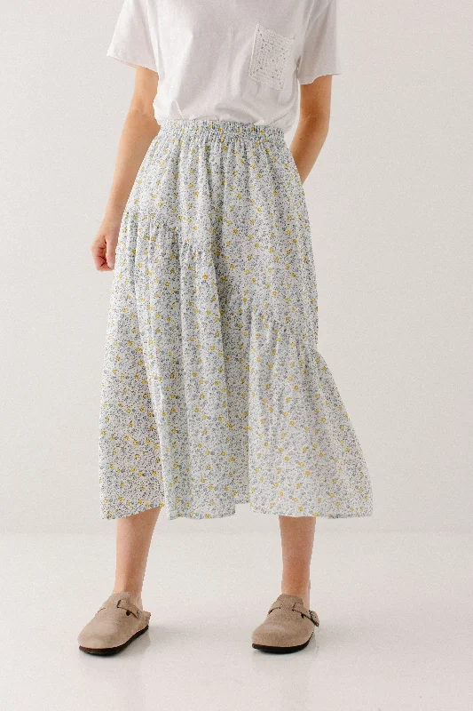 'Linette' Asymmetrical Floral Midi Skirt FINAL SALE