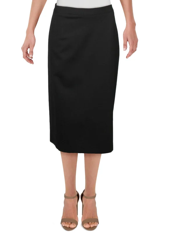 Plus Womens Ruched Office Pencil Skirt