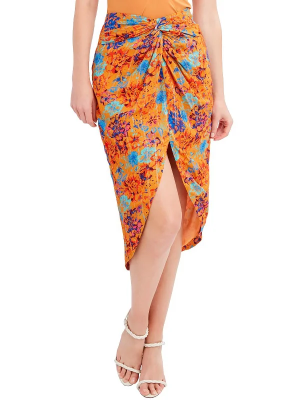 Womens Below Knee Floral Print High-Low