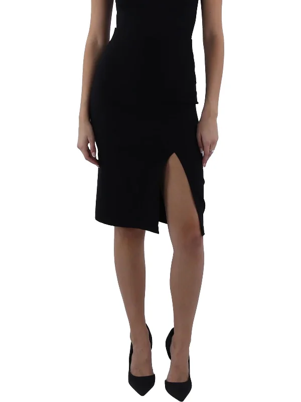 Womens Knee Length Split Hem Pencil Skirt