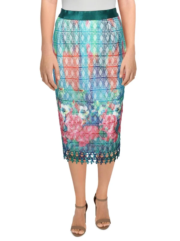 Womens Lace Midi Pencil Skirt