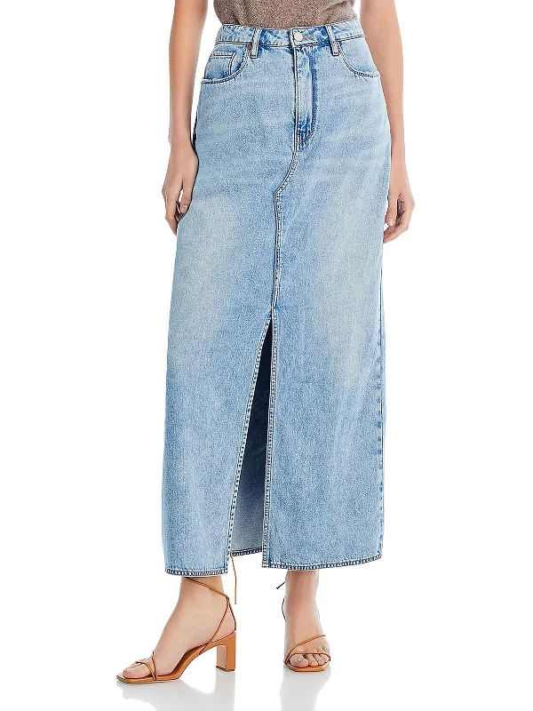 Womens Long Denim Denim Skirt