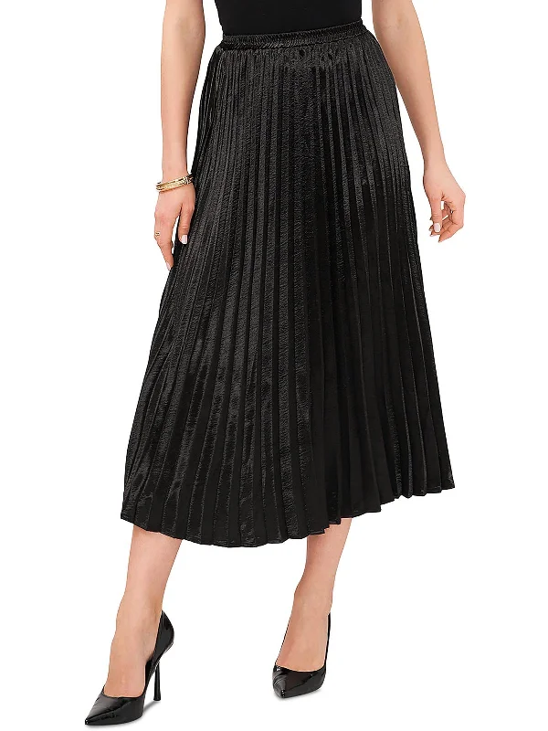 Womens Pleated Mid Calf Midi Skirt