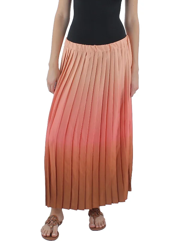 Womens Pull On Midi Pleated Skirt