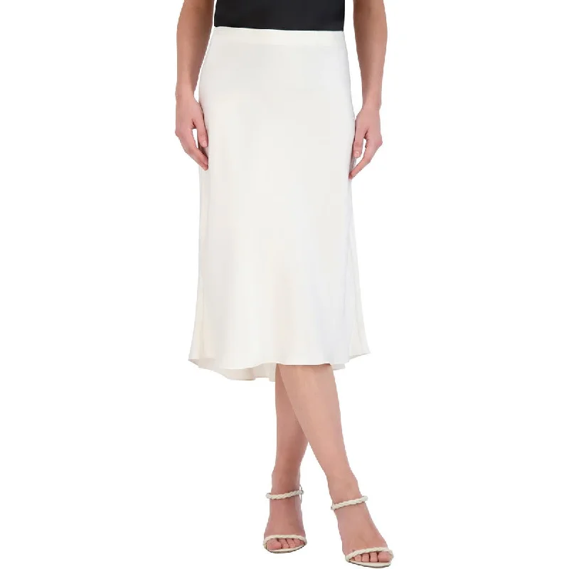 Womens Satin Hi-Low Midi Skirt