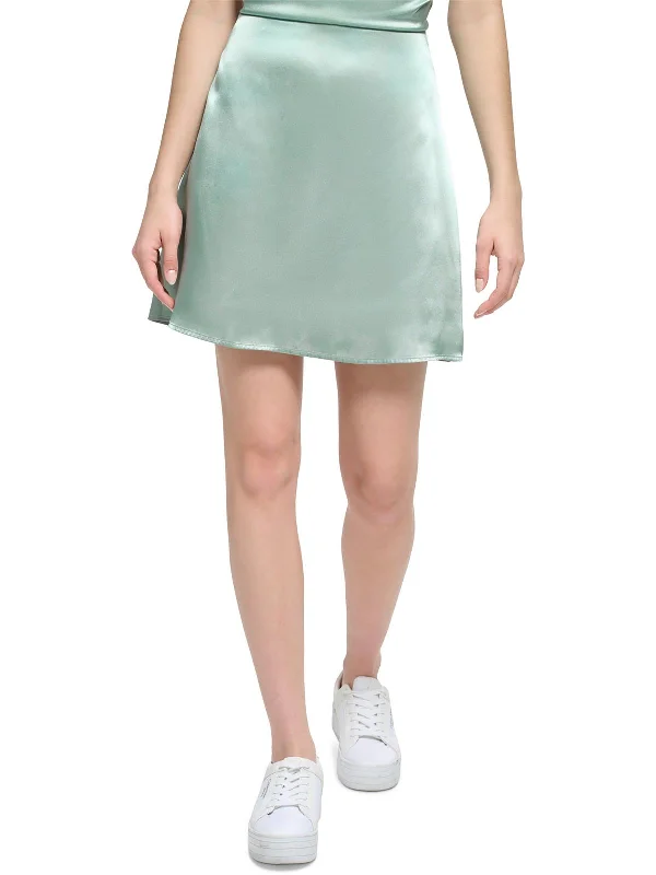 Womens Satin Short Mini Skirt