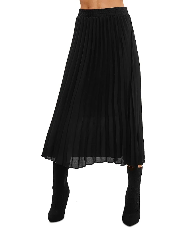 Womens Shutter Pleat A-Line Midi Skirt