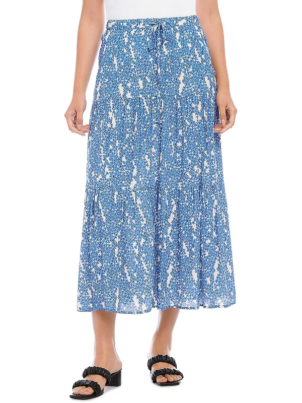 Womens Tiered Long A-Line Skirt