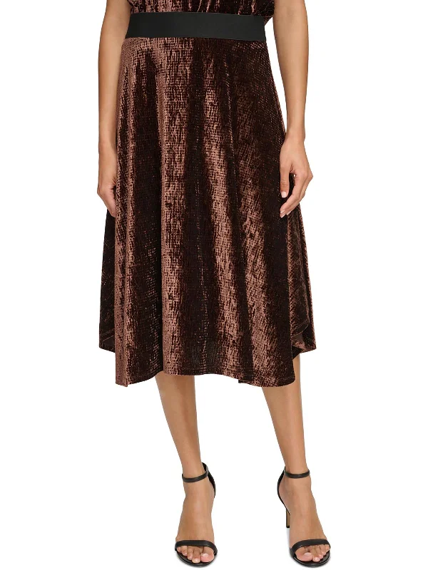 Womens Velvet Long A-Line Skirt