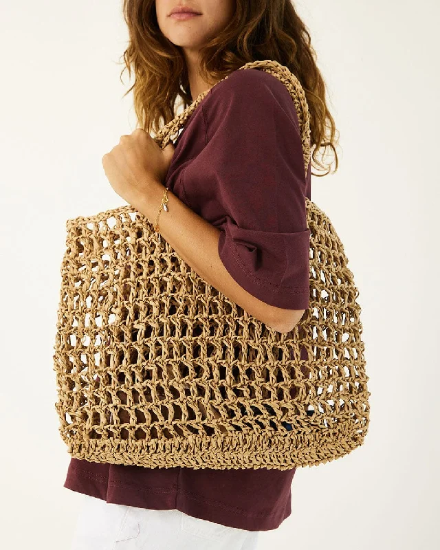 Beige Net Tote Bag