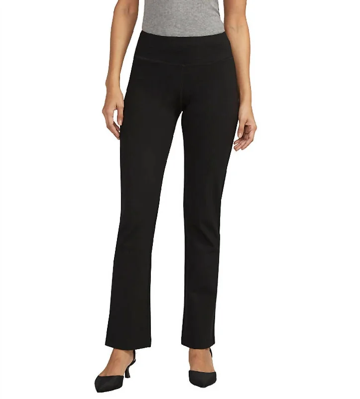 Mid Rise Pull-On Boot Cut Pants In Black