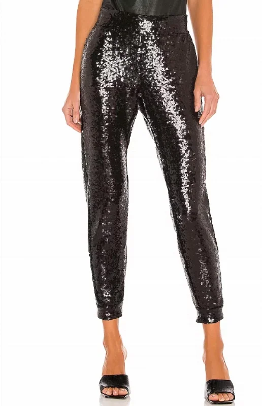 Sequin Jogger In Black